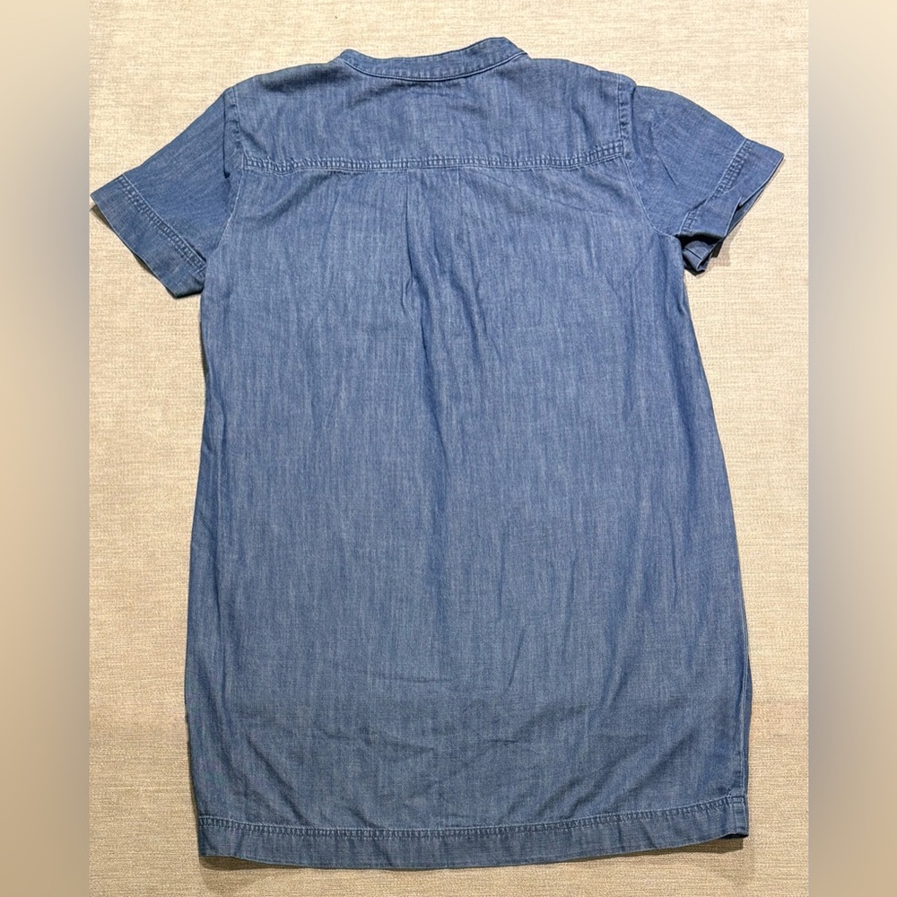J. Crew Blue Chambray Shift Dress Button Short Sleeve Knee Length - Picture 4 of 6